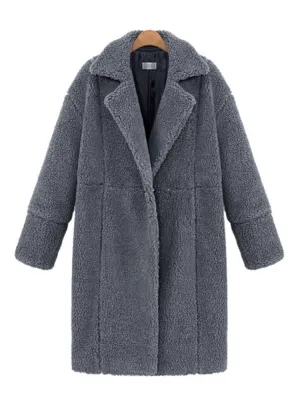 Pure Color Thicken Women Plush Coats
