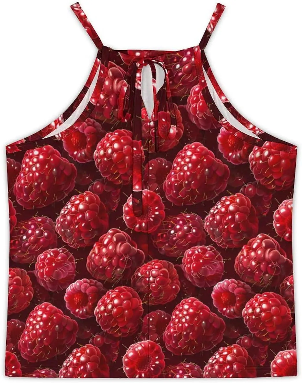 Red Raspberry Women's Tank Top Sleeveless Spaghetti Straps Tie Back Print T-shirt Tops