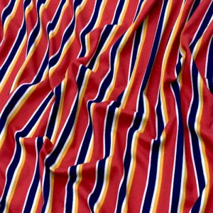 Red/Multi Stripe Print Stretch Double Brush ITY Knit Fabric