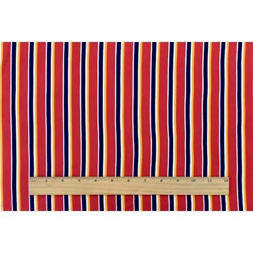 Red/Multi Stripe Print Stretch Double Brush ITY Knit Fabric