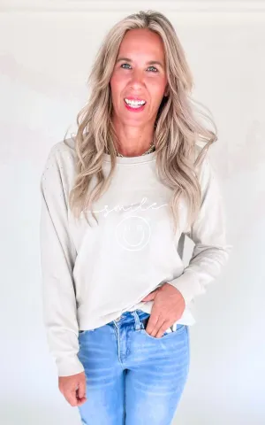 Rhinestone Smile Graphic Sweatshirt