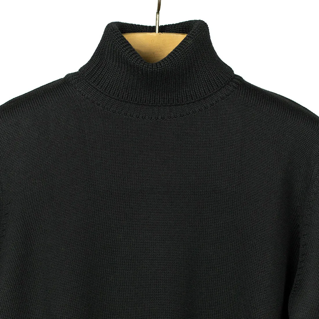 Rollneck sweater in black superfine merino wool (restock)