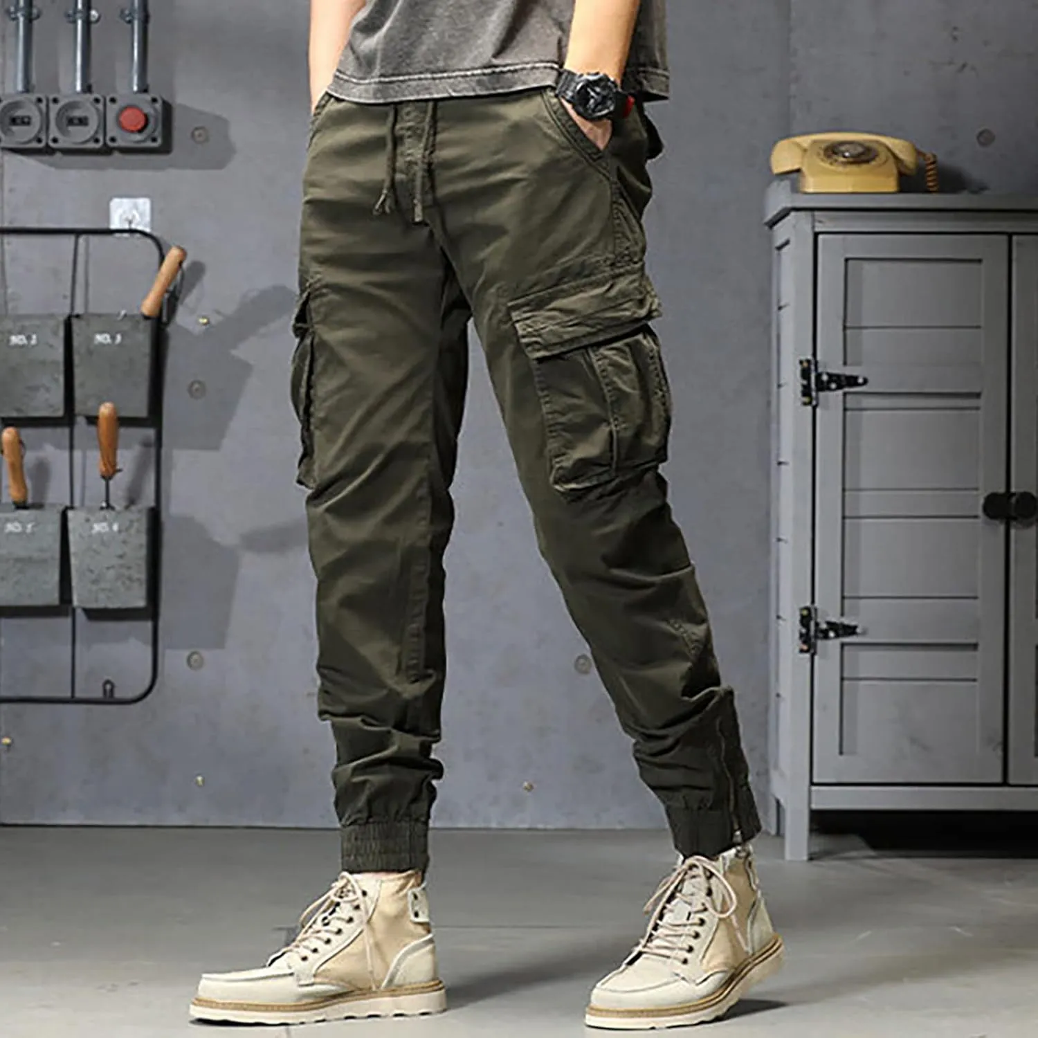 sdbrld Cargo Pants For Men Men's Fashion Ripstop Tactical Pants Lightweight Outdoor Hiking Water Resistant Pants with Pockets