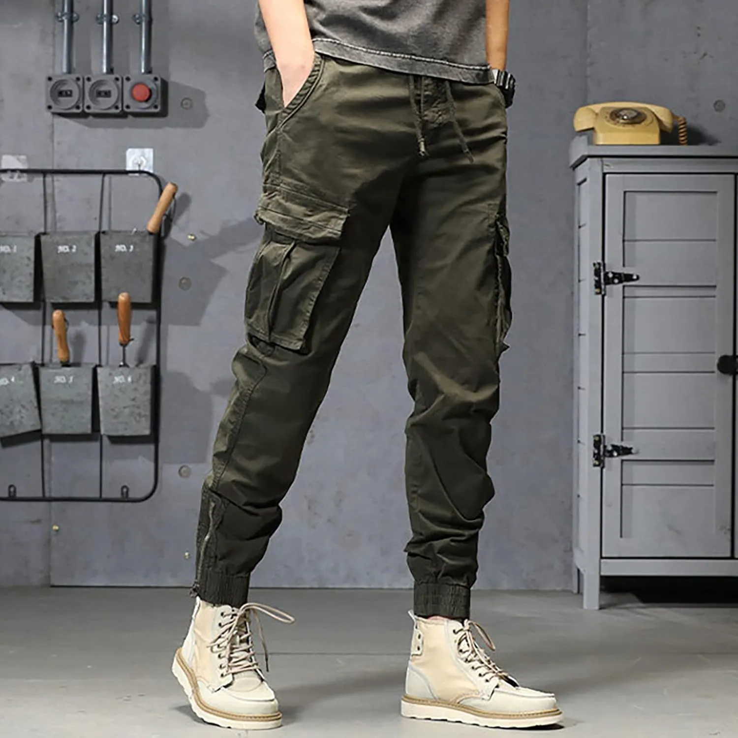 sdbrld Cargo Pants For Men Men's Fashion Ripstop Tactical Pants Lightweight Outdoor Hiking Water Resistant Pants with Pockets