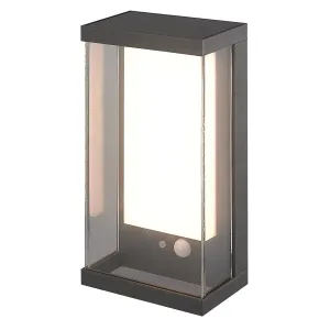 Searchlight 67419BK Solar Outdoor LED Wall Light Black Metal White Polycarbonate