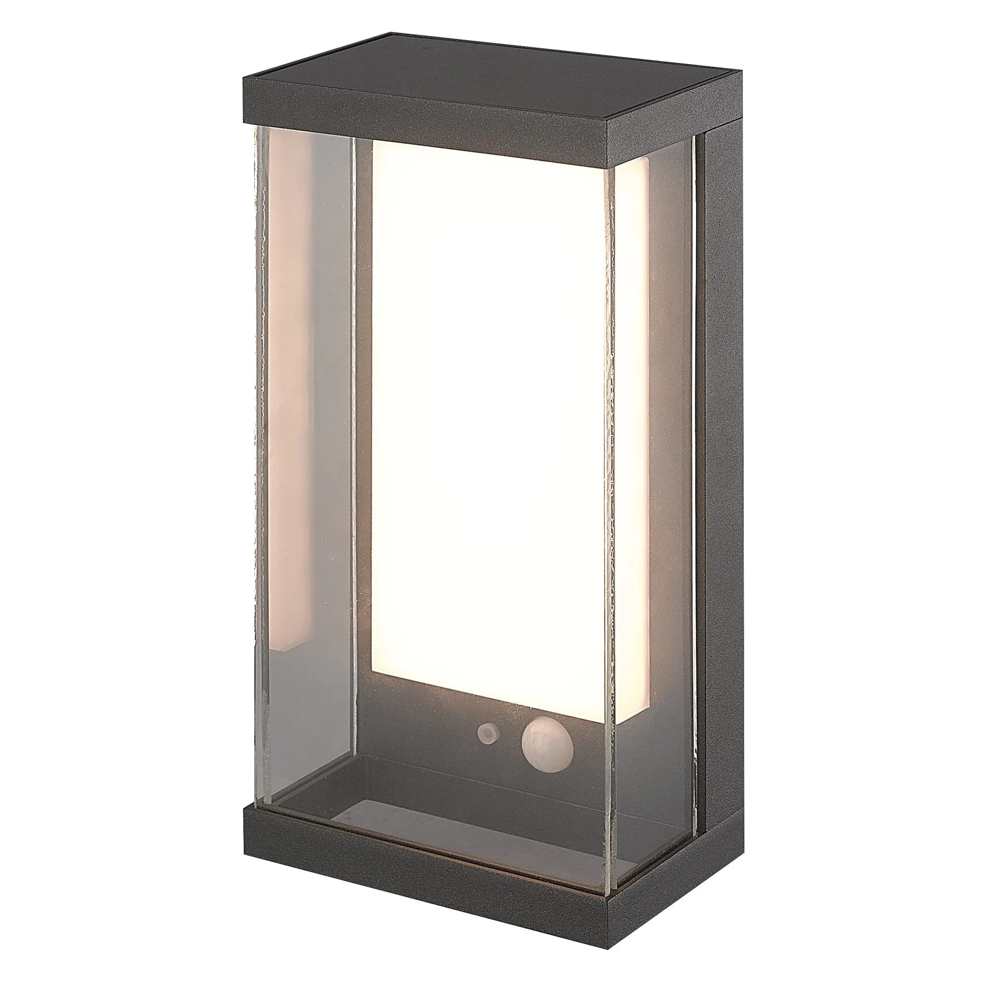 Searchlight 67419BK Solar Outdoor LED Wall Light Black Metal White Polycarbonate