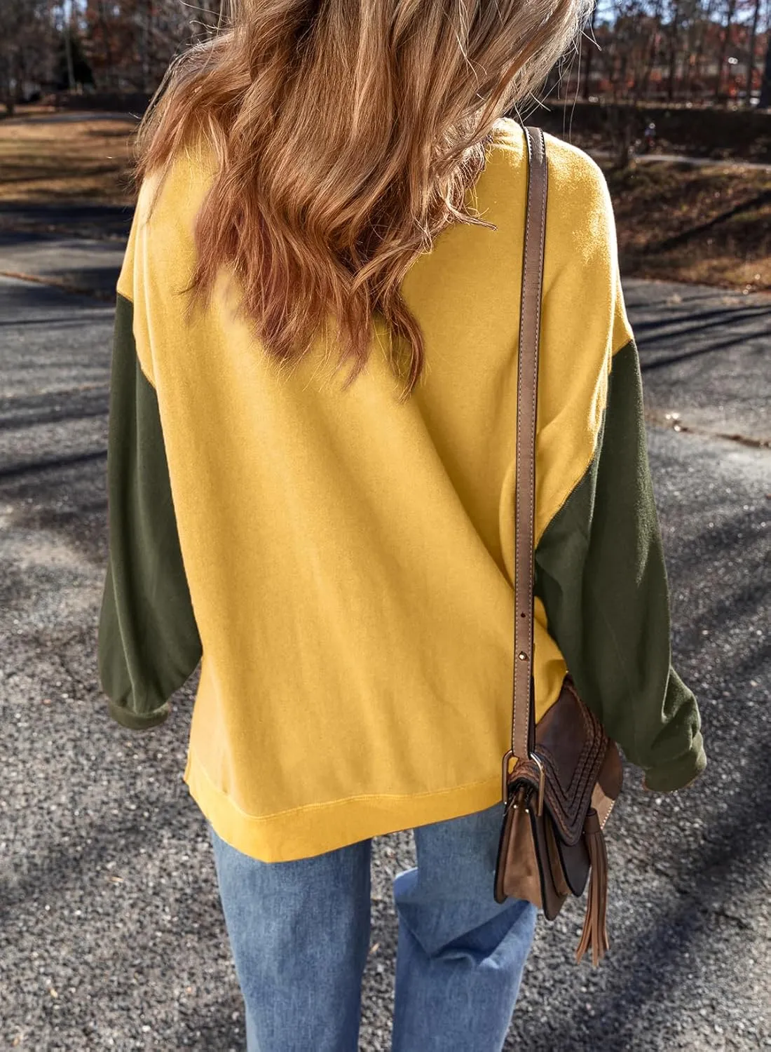 SHEWIN Sweatshirt for Women Casual Long Sleeve Crewneck Lightweight Pullover Tops Loose Sweatshirts