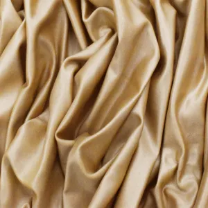 Shiny Golden Beige Famous Maker Stretch Satin Tricot Yoga Activewear Fabric