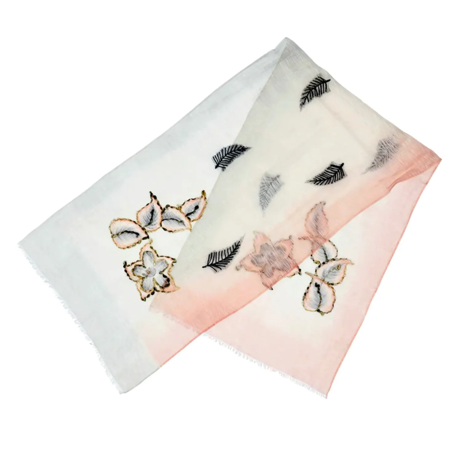 Sidney Byron - Aventura Long Shawl for Women - Large Infinity Travel Scarf, Summer Silk Shawl, Breathable Lightweight Scar for Women, Pink and Cream Scarf, 72" x 23"