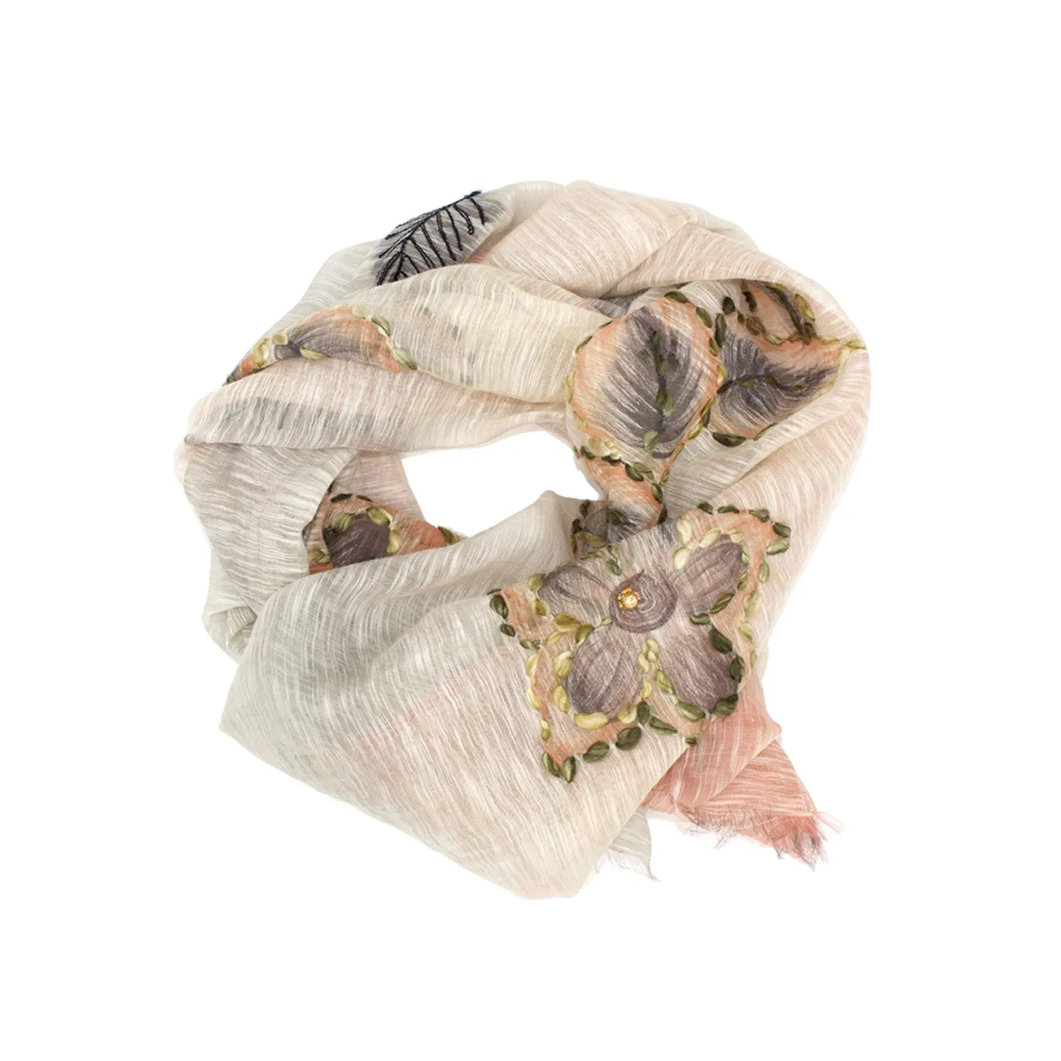 Sidney Byron - Aventura Long Shawl for Women - Large Infinity Travel Scarf, Summer Silk Shawl, Breathable Lightweight Scar for Women, Pink and Cream Scarf, 72" x 23"