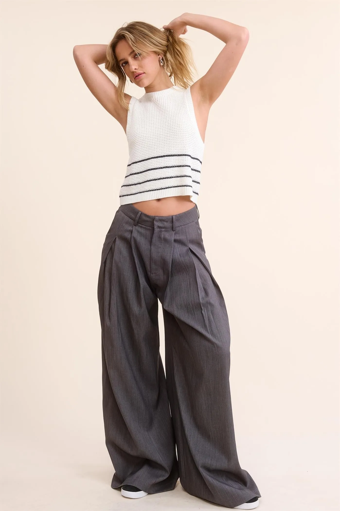 Stripe Sleeveless Knit Top