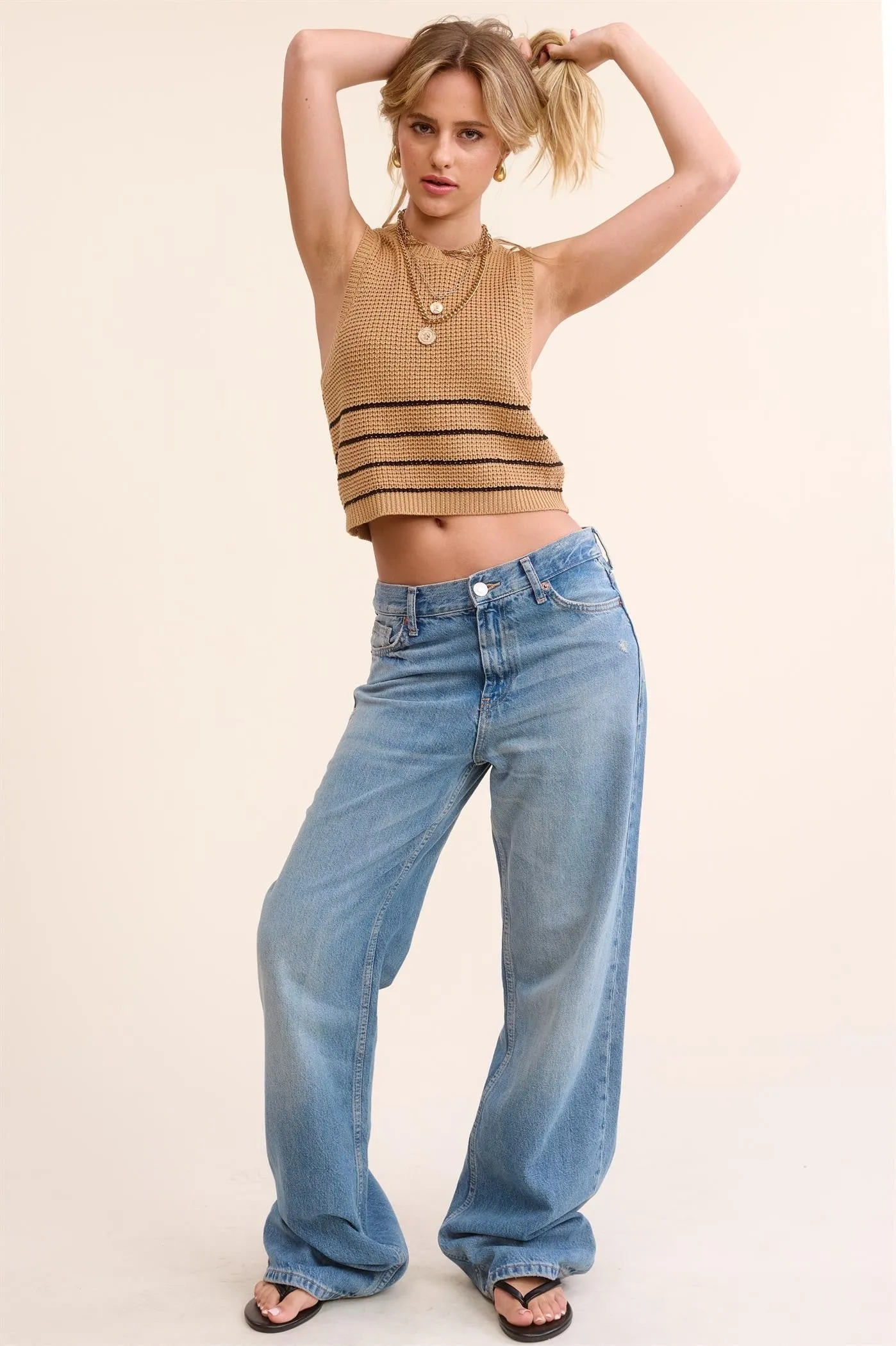 Stripe Sleeveless Knit Top