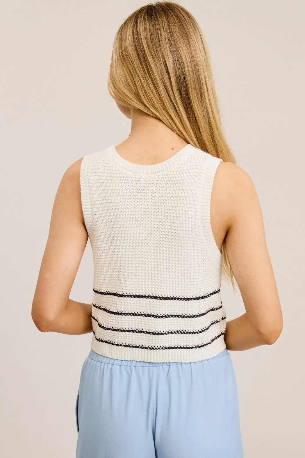 Stripe Sleeveless Knit Top