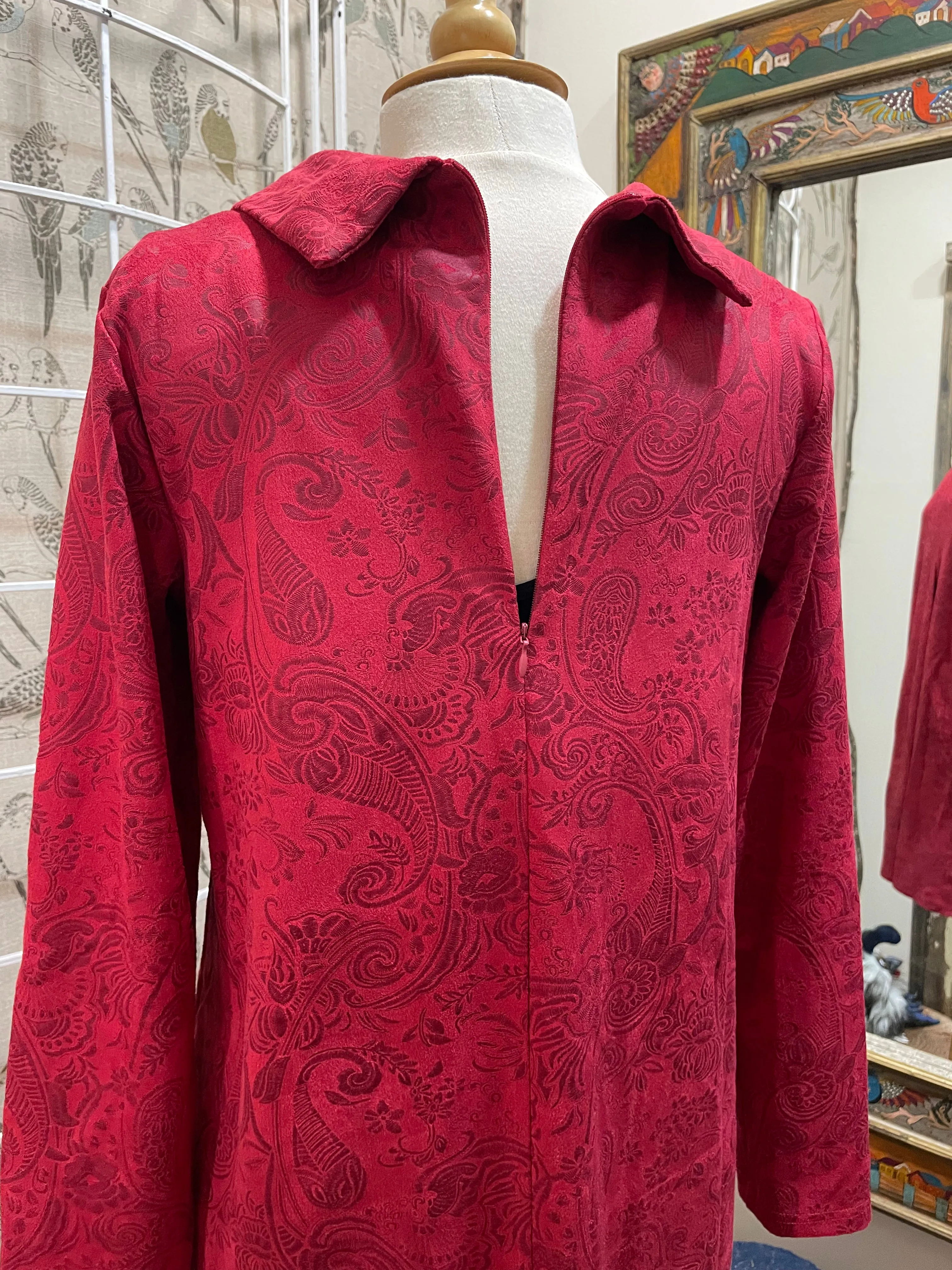 Suede Imprinted Paisley Dress