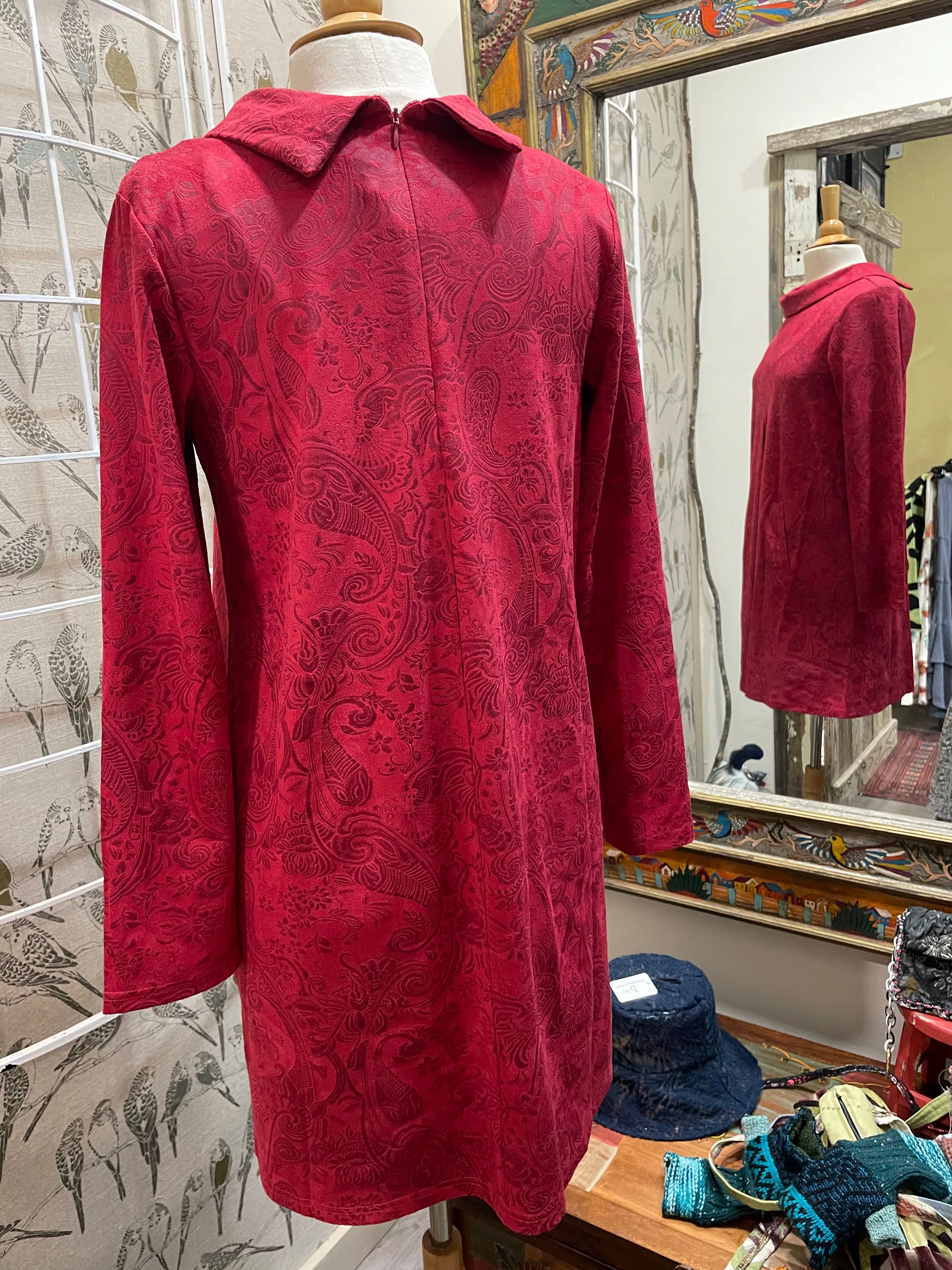 Suede Imprinted Paisley Dress