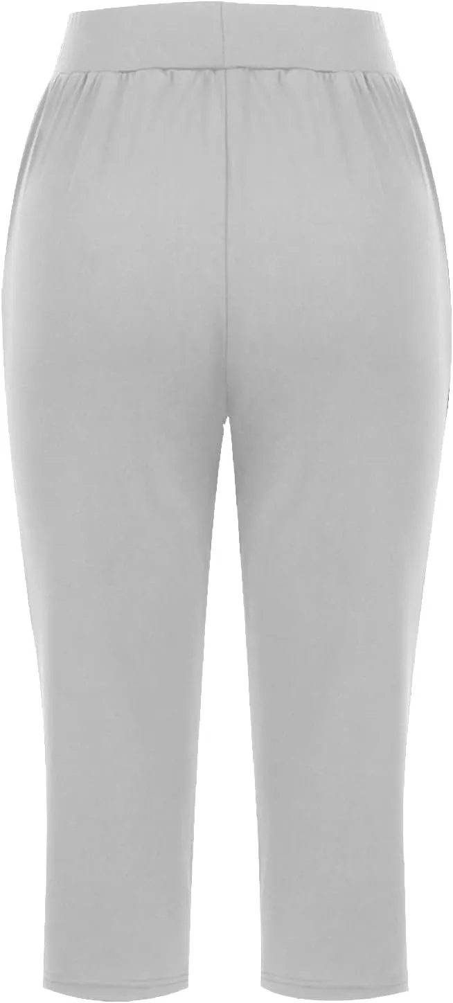 Summer Pants for Women 2024 High Waisted Straight Leg Lounge Pant Casual Trendy Capris Trousers with Pockets