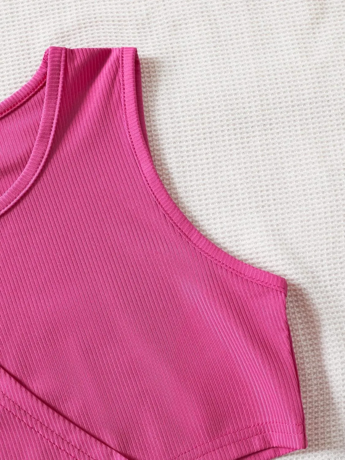 SweatyRocks Girl's Sleeveless Round Neck Criss Cross Wrap Top Ribbed Knit Crop Tank Tops