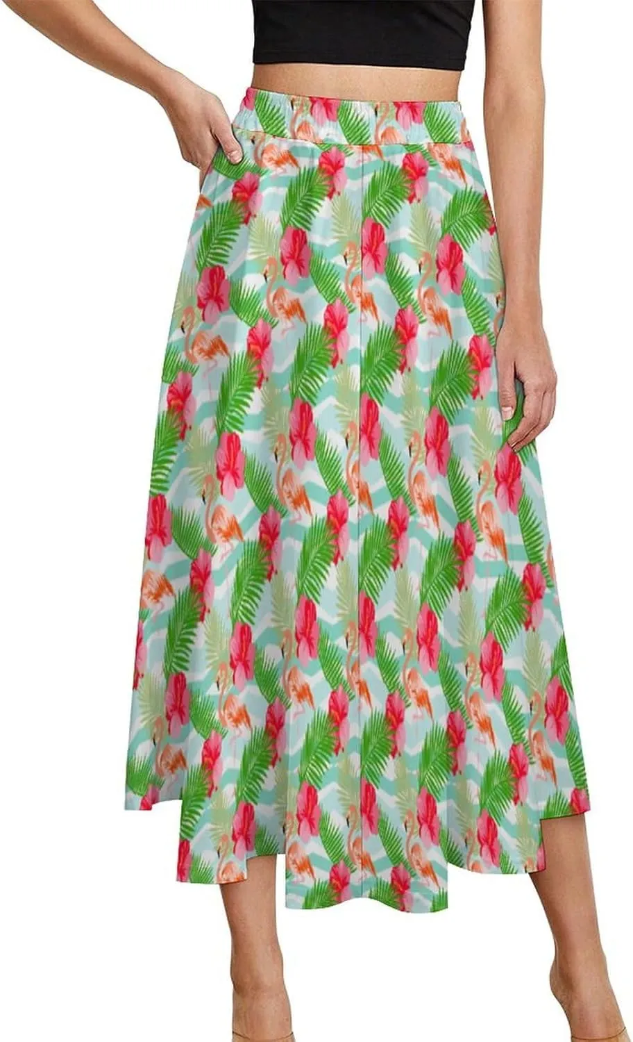TAIZIYEAH Jamaica Flag Women's Summer High Waisted A Line Party Half Length Skirt