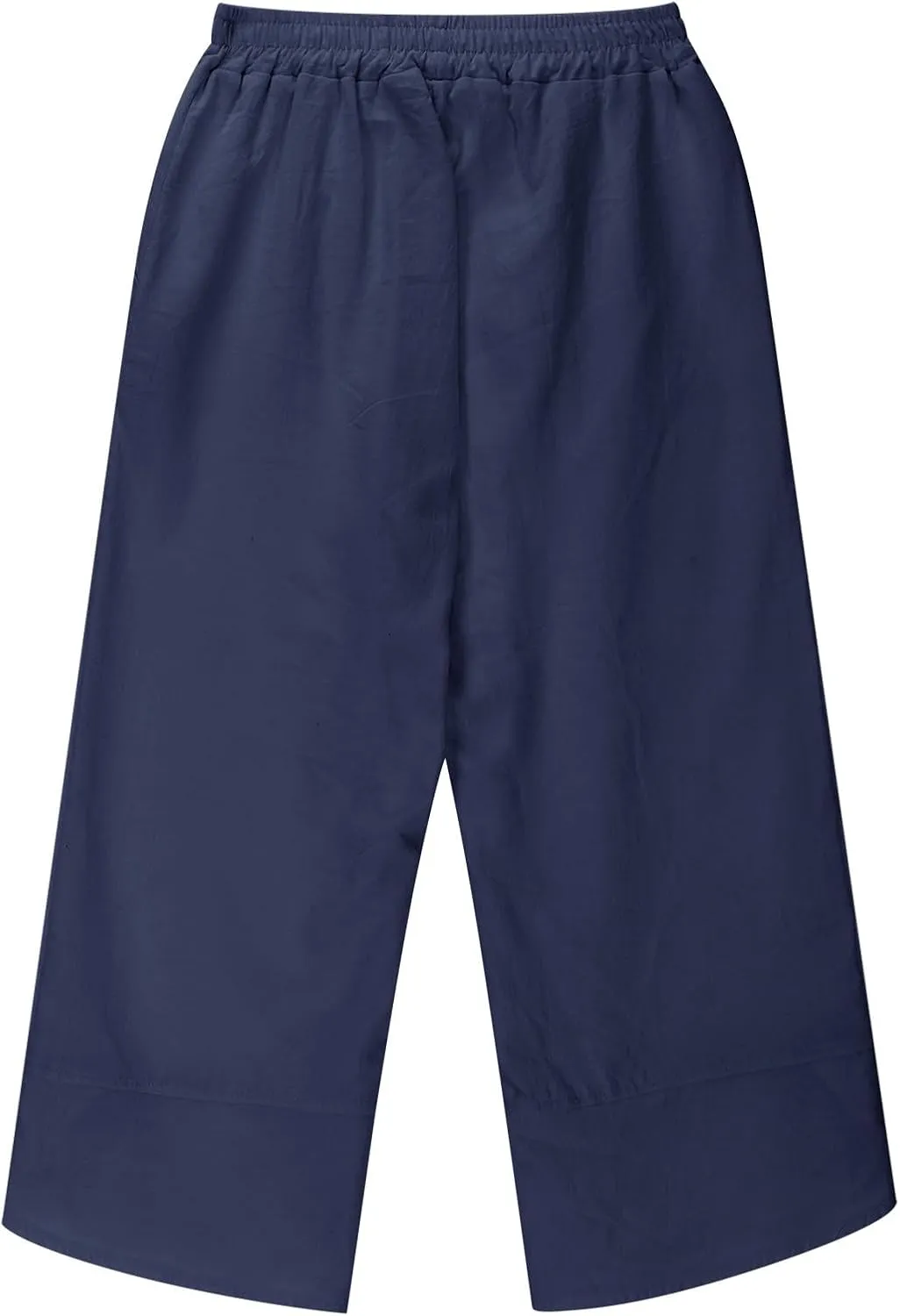 Teen Girls Palazzo Pants 2025 Summer Casual Cotton Linen Trousers Lightweight Elastic Waist Preppy Solid Loose Pant