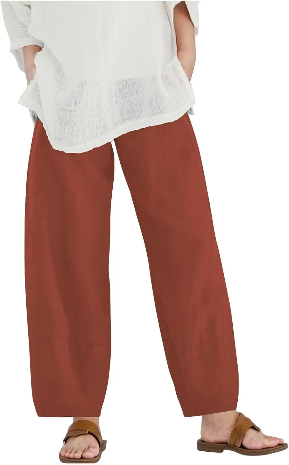 Teen Girls Palazzo Pants Summer Casual Cotton Linen Trousers Kids Lightweight Elastic Waist Solid Color Wide Leg Pant