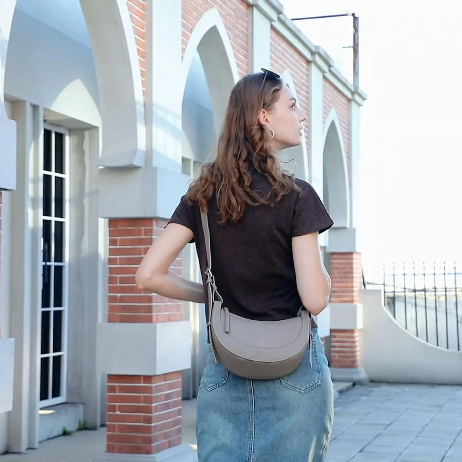 Travistar Crescent Crossbody Bags for Women - Small Shoulder Bag Leather Cross Body Purses Trendy Hobo Handbags Saddle Clutch