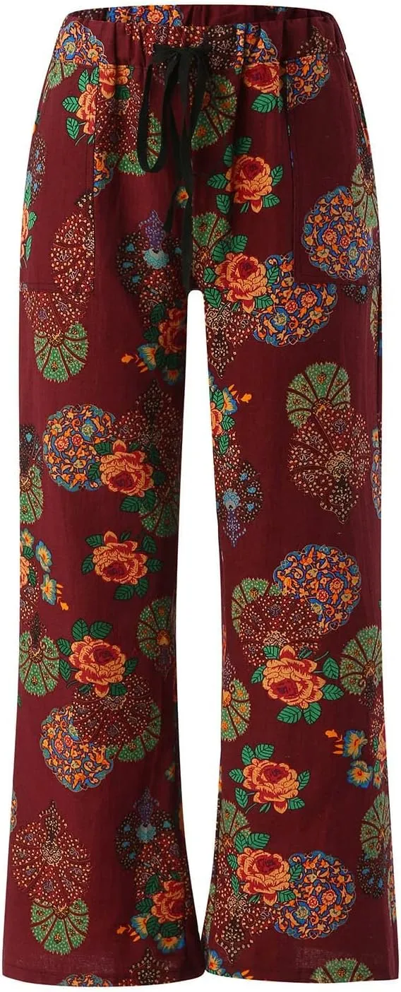 Trousers Pants for Women Vacation s Elastic Belt Waist Pants Long Trousers Linen Pant Set for Women