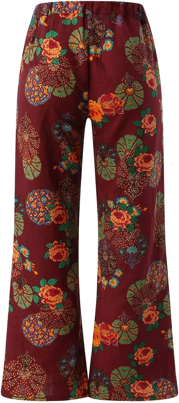Trousers Pants for Women Vacation s Elastic Belt Waist Pants Long Trousers Linen Pant Set for Women