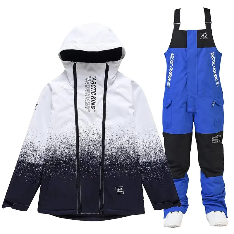 Unisex Outdoor Winter Snowboard Suits Cargo Jacket & Bibs Pants 
