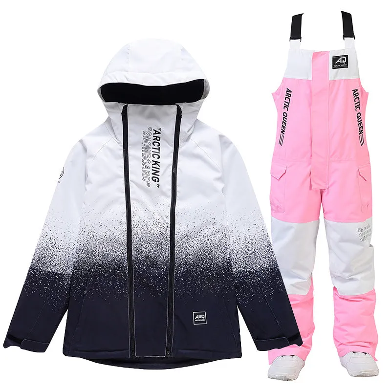 Unisex Outdoor Winter Snowboard Suits Cargo Jacket & Bibs Pants 