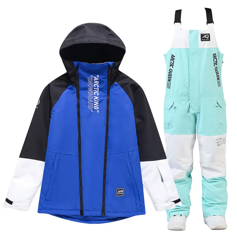 Unisex Outdoor Winter Snowboard Suits Cargo Jacket & Bibs Pants 