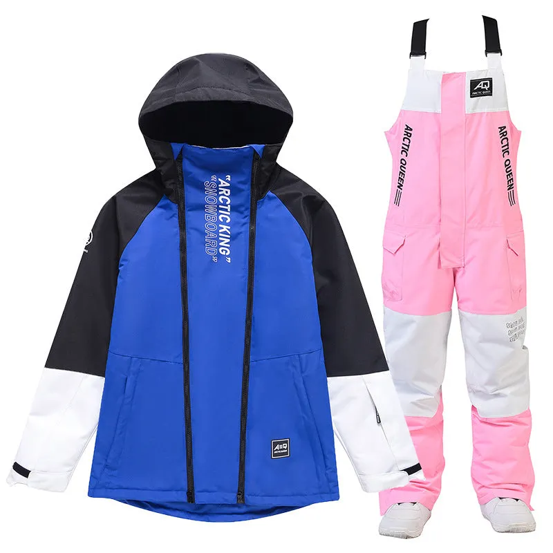 Unisex Outdoor Winter Snowboard Suits Cargo Jacket & Bibs Pants 