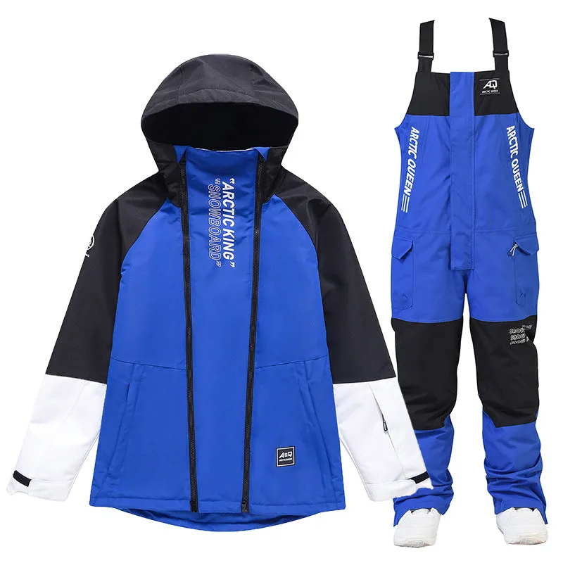 Unisex Outdoor Winter Snowboard Suits Cargo Jacket & Bibs Pants 