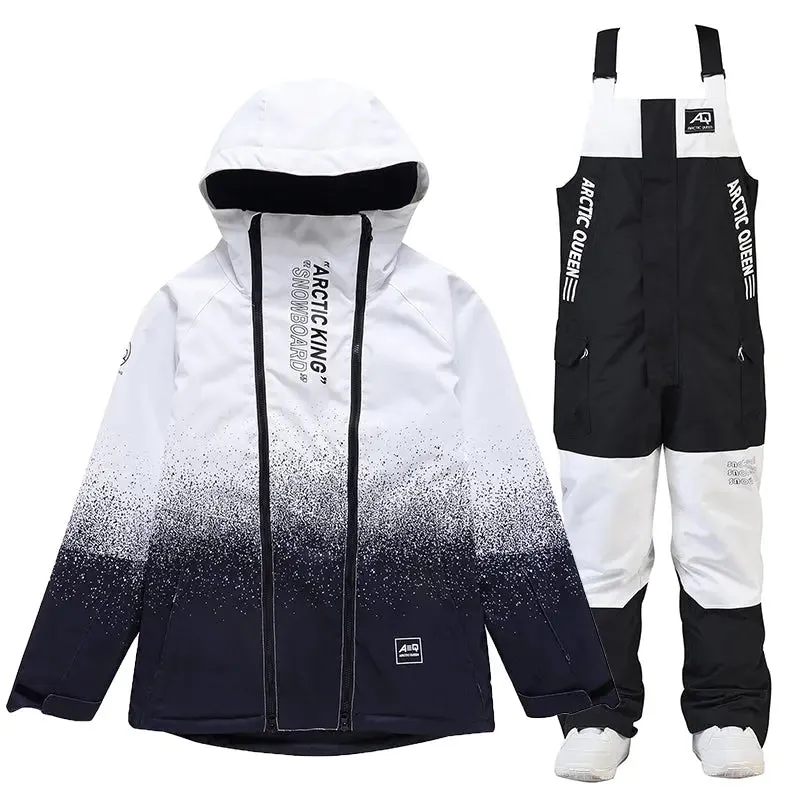 Unisex Outdoor Winter Snowboard Suits Cargo Jacket & Bibs Pants 