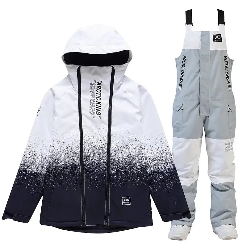 Unisex Outdoor Winter Snowboard Suits Cargo Jacket & Bibs Pants 