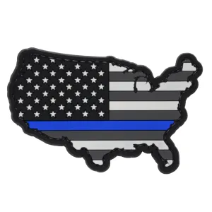 USA Map Blue Line Patch