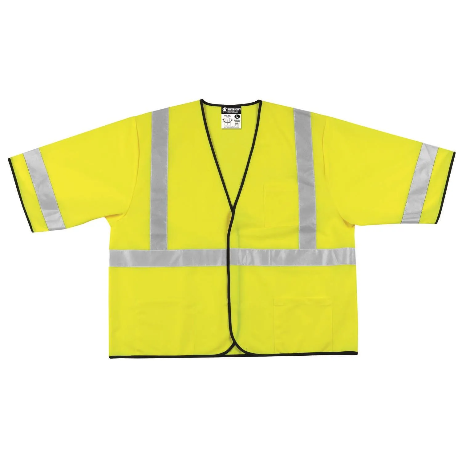 VCL3SLX4 MCR Class 3,Polyester,Safety Vest,2" Silver Stripe,LIME