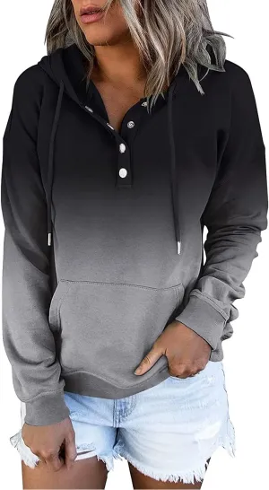 VIEACTIVEWEAR Hoodie for Women Tie Dye Sweatshirt Button Down Tops Casual Long Sleeve Oversize Pullover