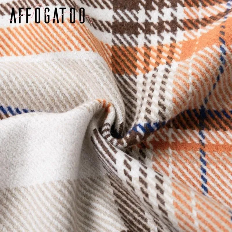 Vintage Casual Plaid Autumn Winter Jackets Coat Women Long Sleeve Outwear Female Coat Streetwear Oversize Ladies Coats