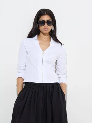 Wardrobe White Solid Cotton Top
