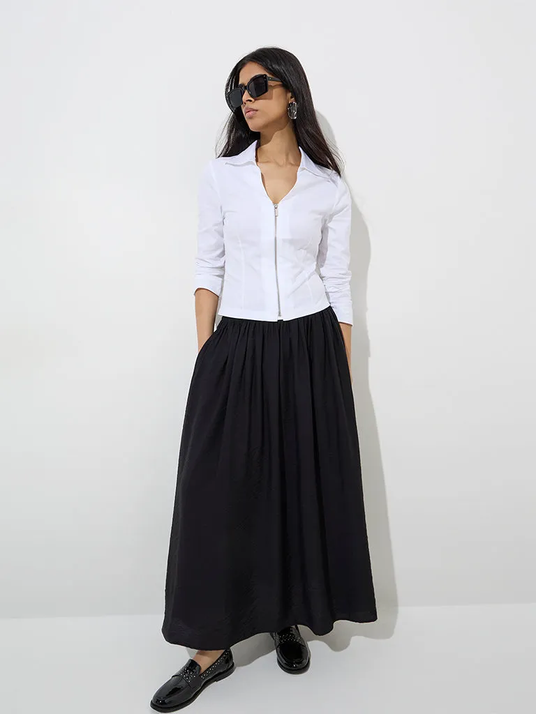 Wardrobe White Solid Cotton Top