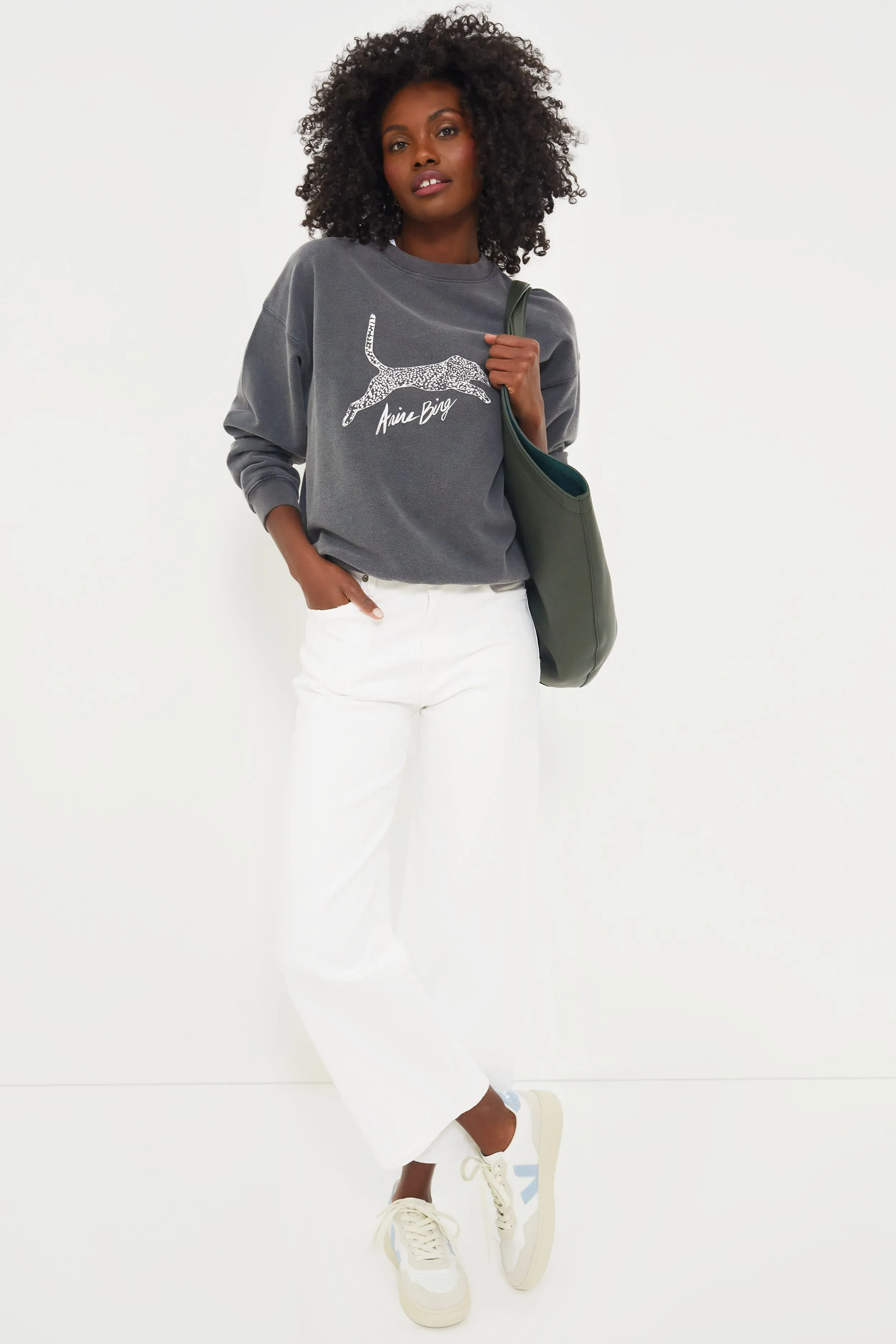 Washed Black Spencer Sweatshirt Spotted Leopard