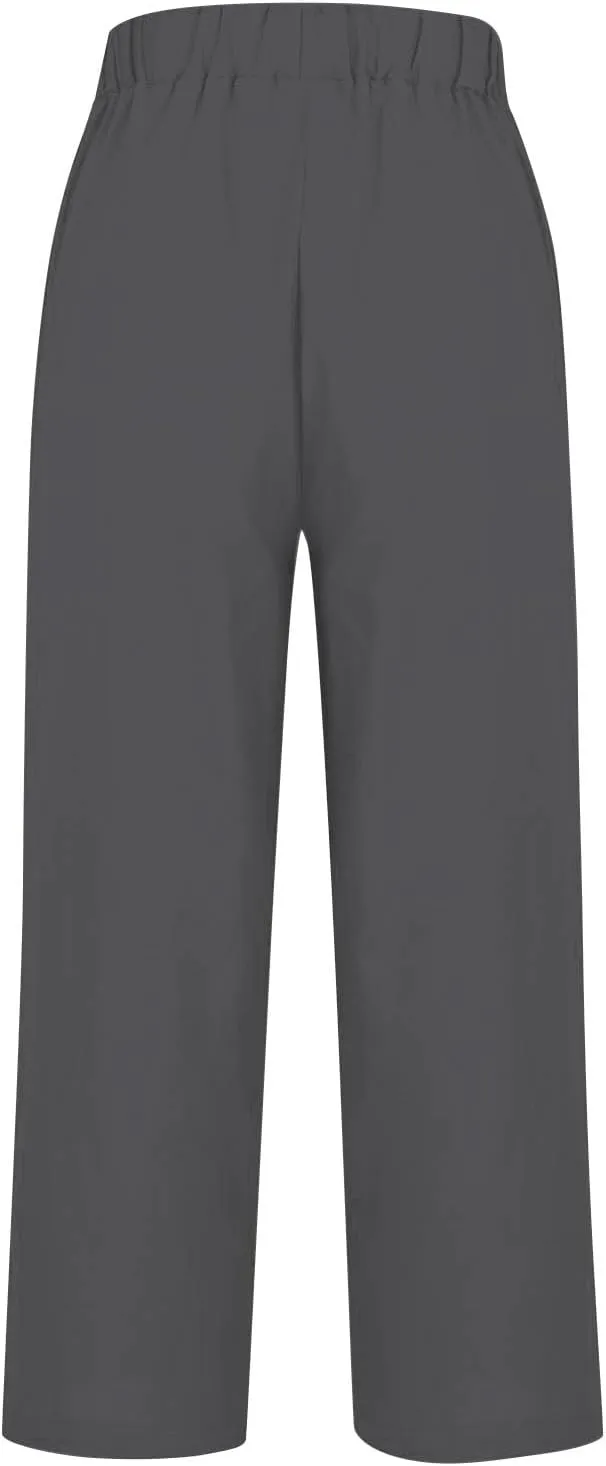 Wide Leg Linen Trousers Women Spring Capris for Women Plus Size Womens Capri Workout Pants Drawstring