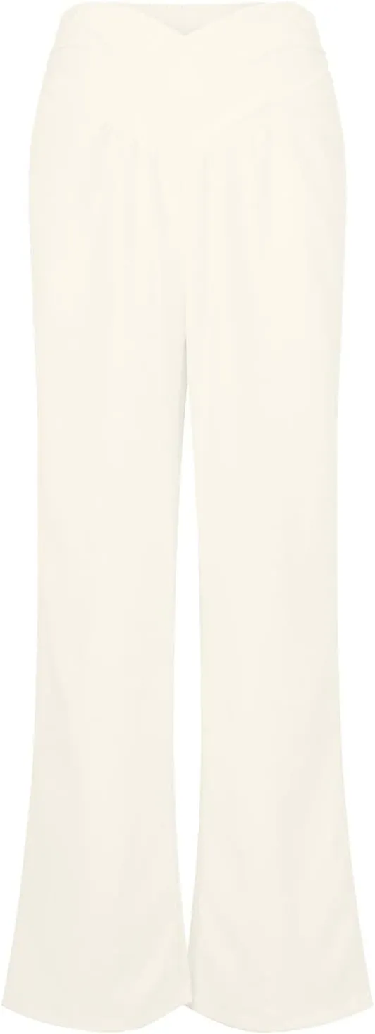 Wide Leg Summer Pants for Women Tummy Control Palazzo Pant Crossover Trousers Beach High Waisted Pants