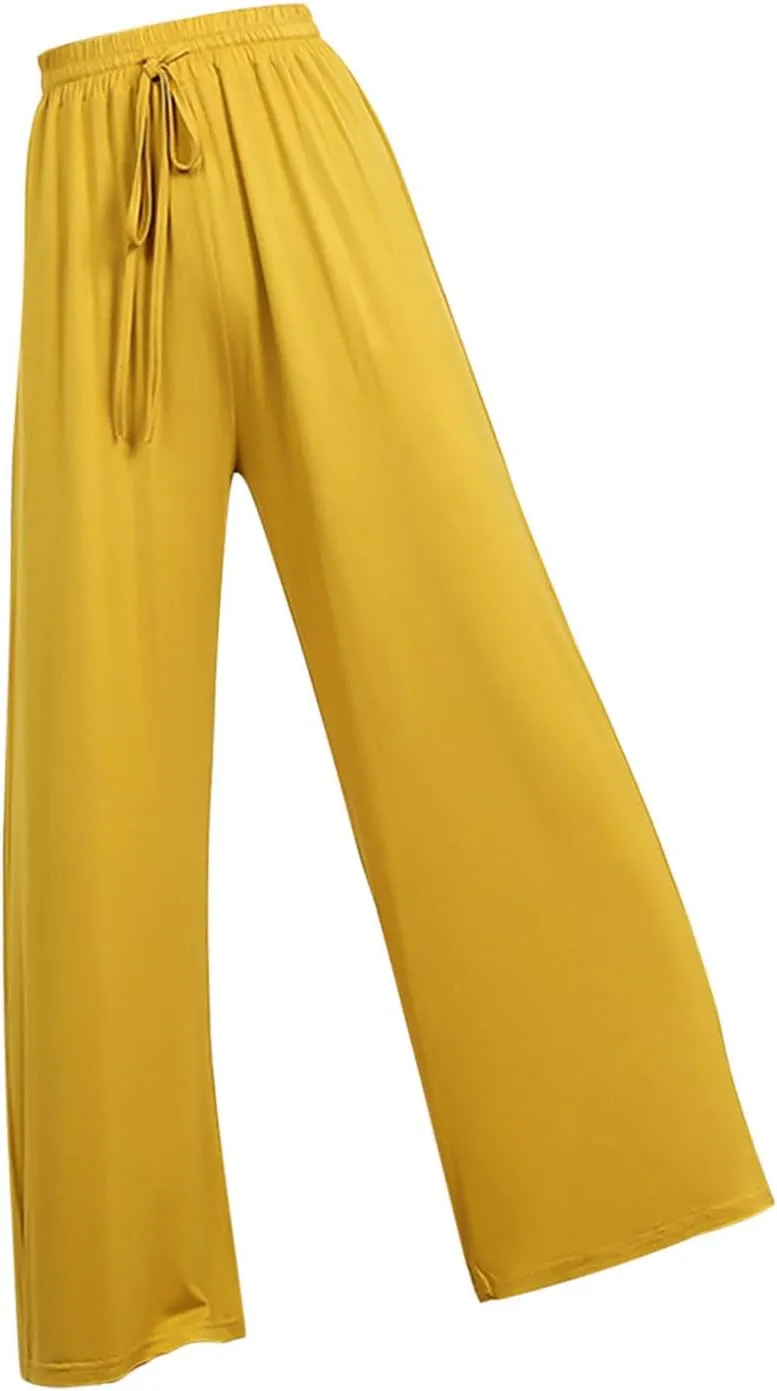 Wide Leg Yoga Pants for Women Comfy Cotton Lounge Workout Pant Loose Flowy Elastic Waist Trousers Trendy Dance Slacks