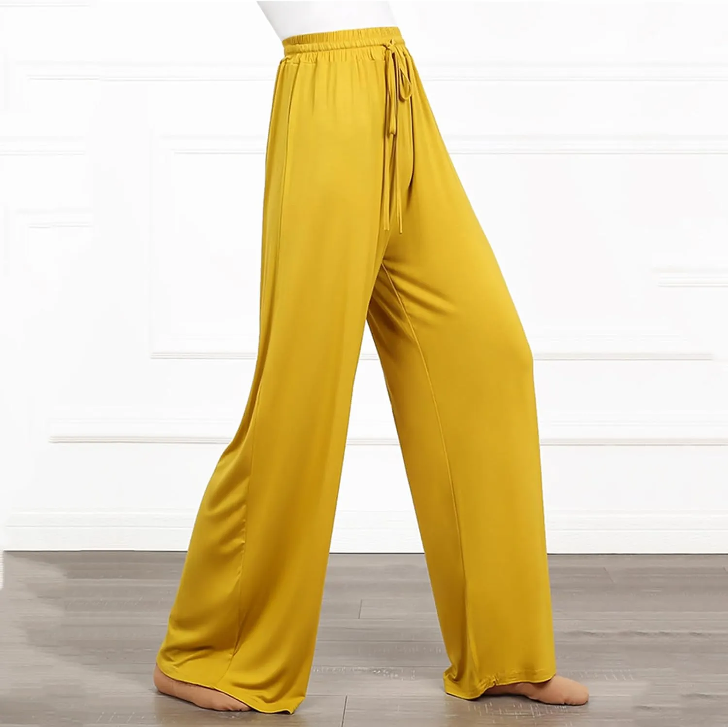 Wide Leg Yoga Pants for Women Comfy Cotton Lounge Workout Pant Loose Flowy Elastic Waist Trousers Trendy Dance Slacks
