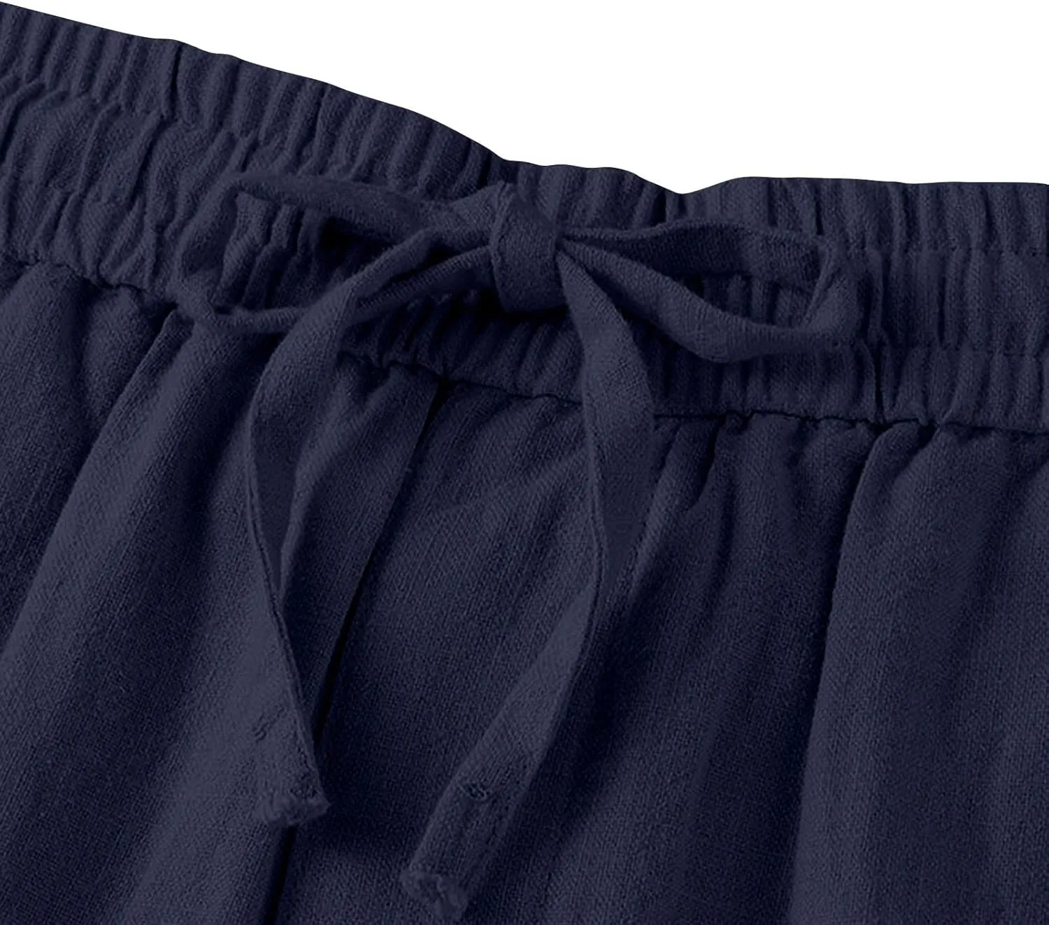 Women Cotton Linen Pants Wide Leg High Waist Flowy Summer Beach Drawstring Pant Beach Travel Vacation Slacks Trousers