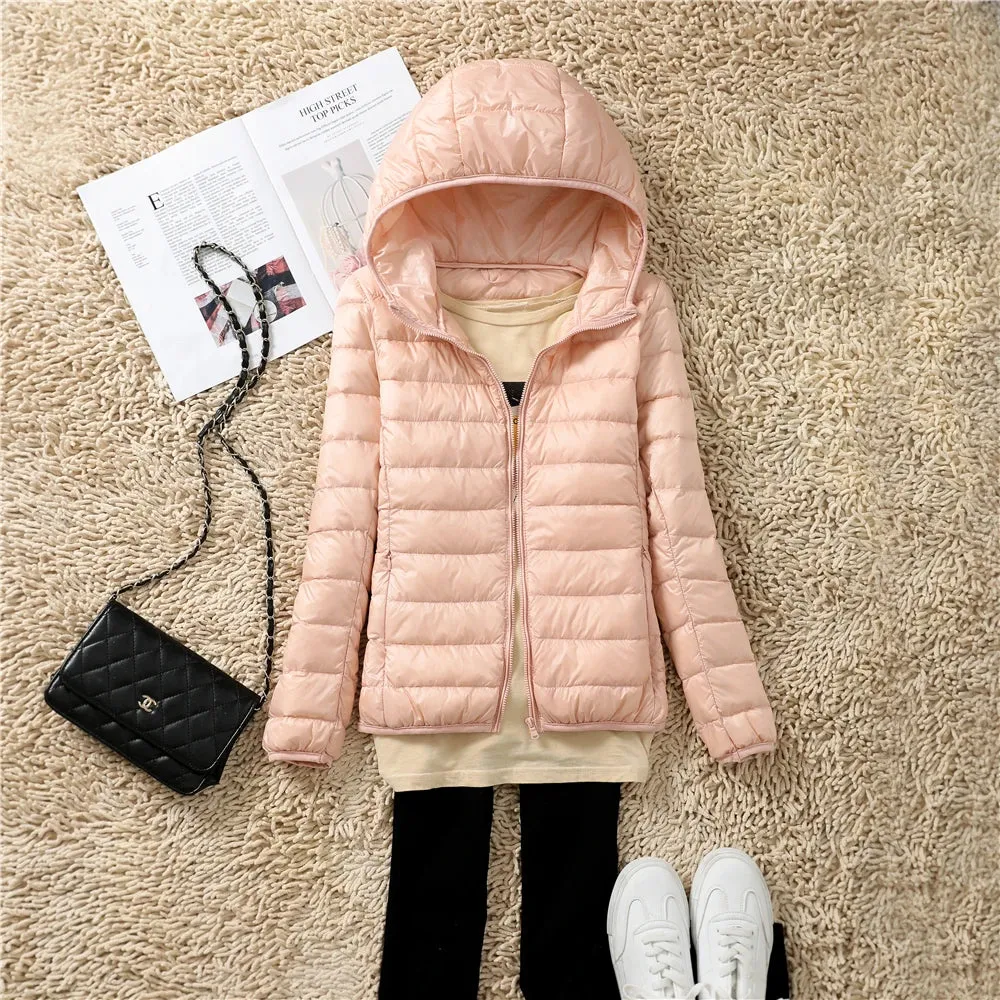 Women Puffer Jacket 15 Colors Plus Size 5XL 6XL 7XL 2022 New Spring Autumn Female Ultra Lightweight Packable Hooded Down Coats