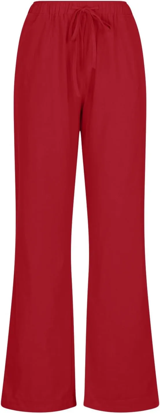 Women Summer High Waisted Pant Cotton Linen Palazzo Pants Wide Leg Pant Long Pant Lounge Pant Trousers with Pockets