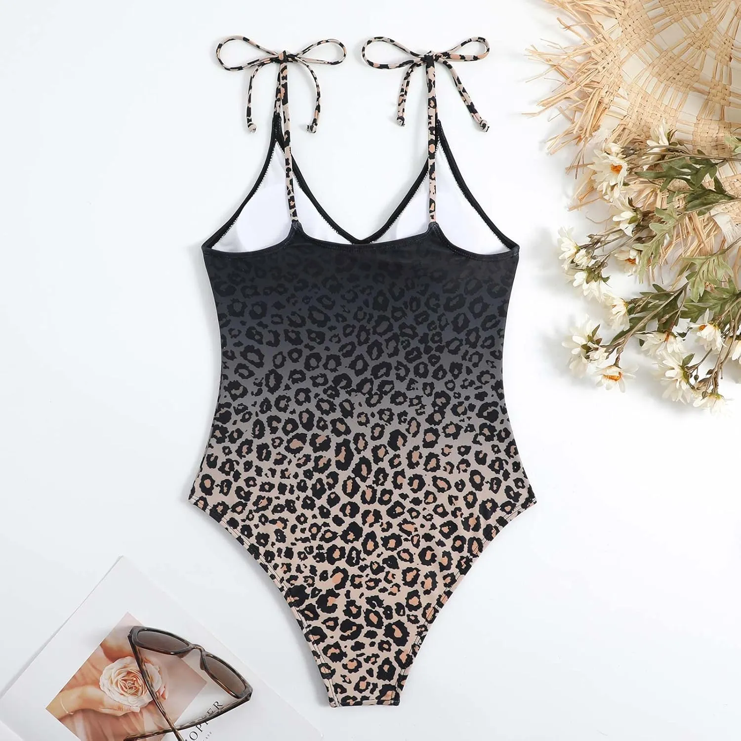Women Swimwear Two Piece Set Swim Dress Tops Vintage Print Swimsuit Monokini Bikini Set