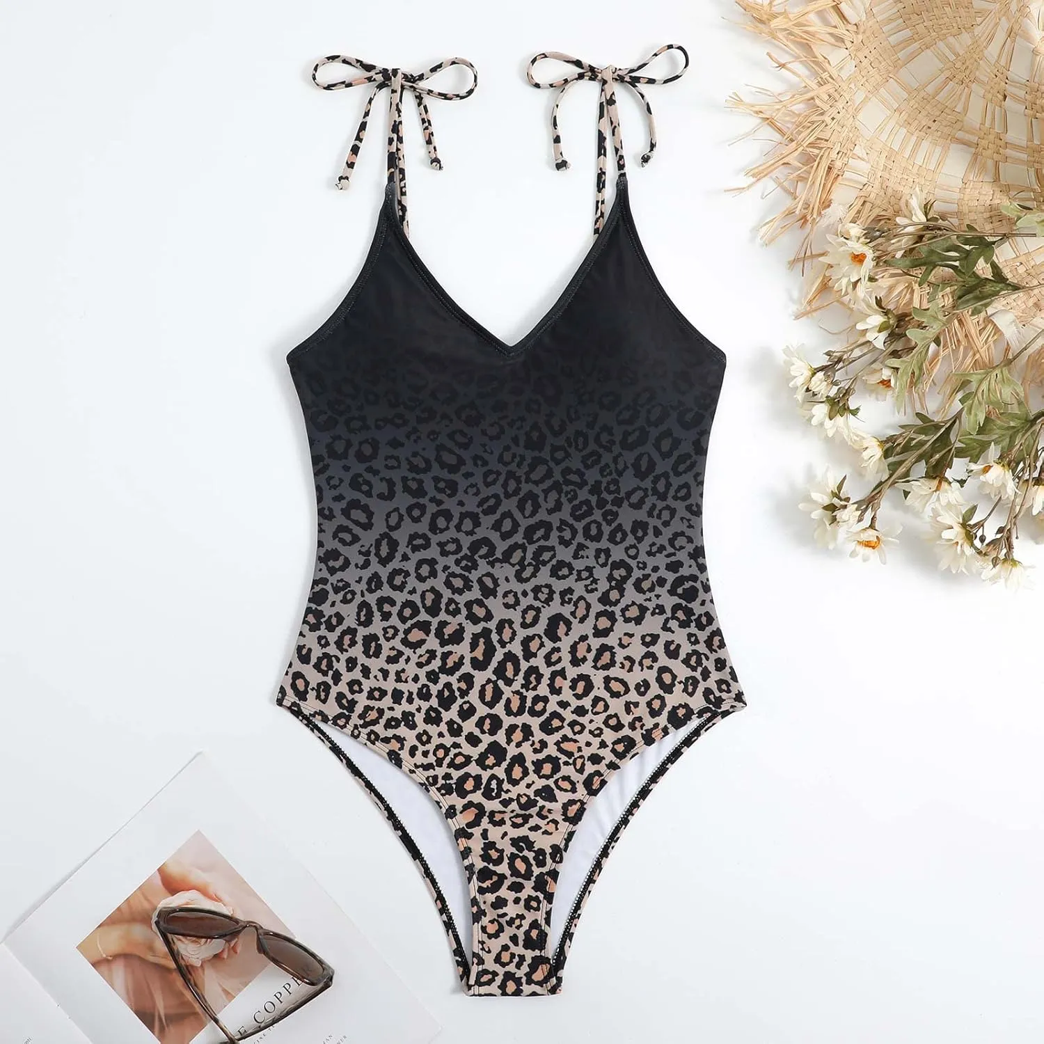 Women Swimwear Two Piece Set Swim Dress Tops Vintage Print Swimsuit Monokini Bikini Set